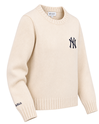 Heritage Yankees Serif Knitted Sweater - Ecru/Navy