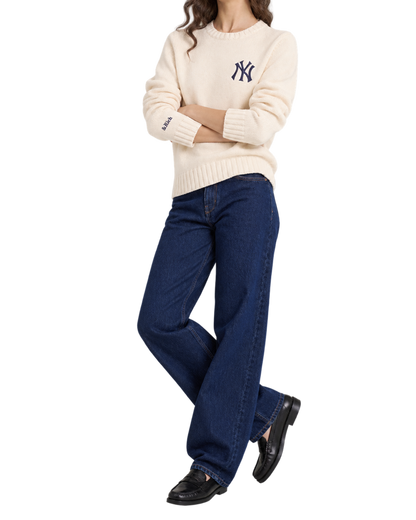 Heritage Yankees Serif Knitted Sweater - Ecru/Navy