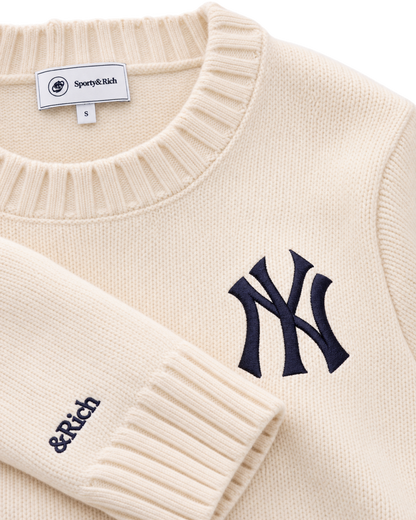 Heritage Yankees Serif Knitted Sweater - Ecru/Navy