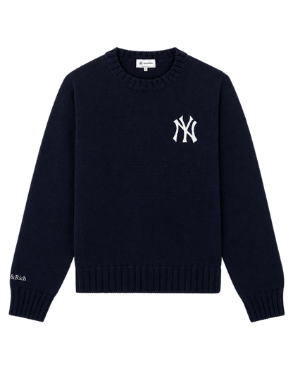 Heritage Yankees Serif Knitted Sweater - Navy/Ecru