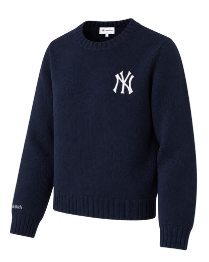 Heritage Yankees Serif Knitted Sweater - Navy/Ecru
