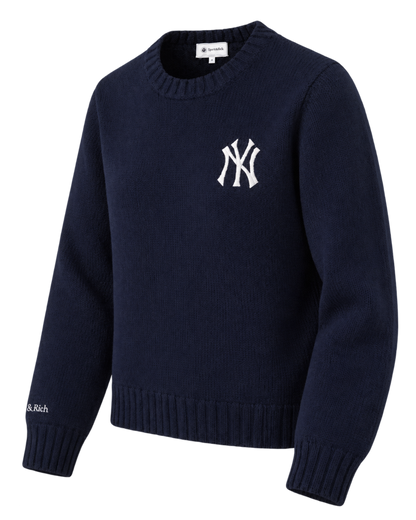 Heritage Yankees Serif Knitted Sweater - Navy/Ecru
