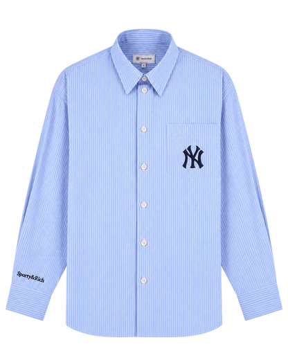 Heritage Yankees Serif Oversized Shirt - Blue Stripe/Navy