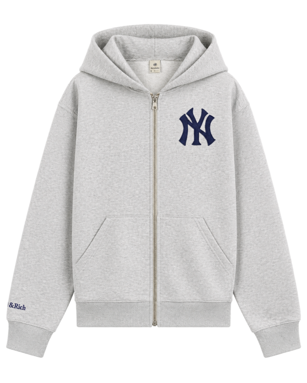 Heritage Yankees Serif Zip Hoodie - Heather Gray/Navy