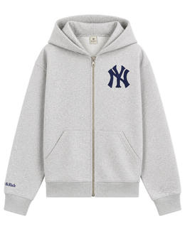 Heritage Yankees Serif Zip Hoodie - Heather Gray/Navy