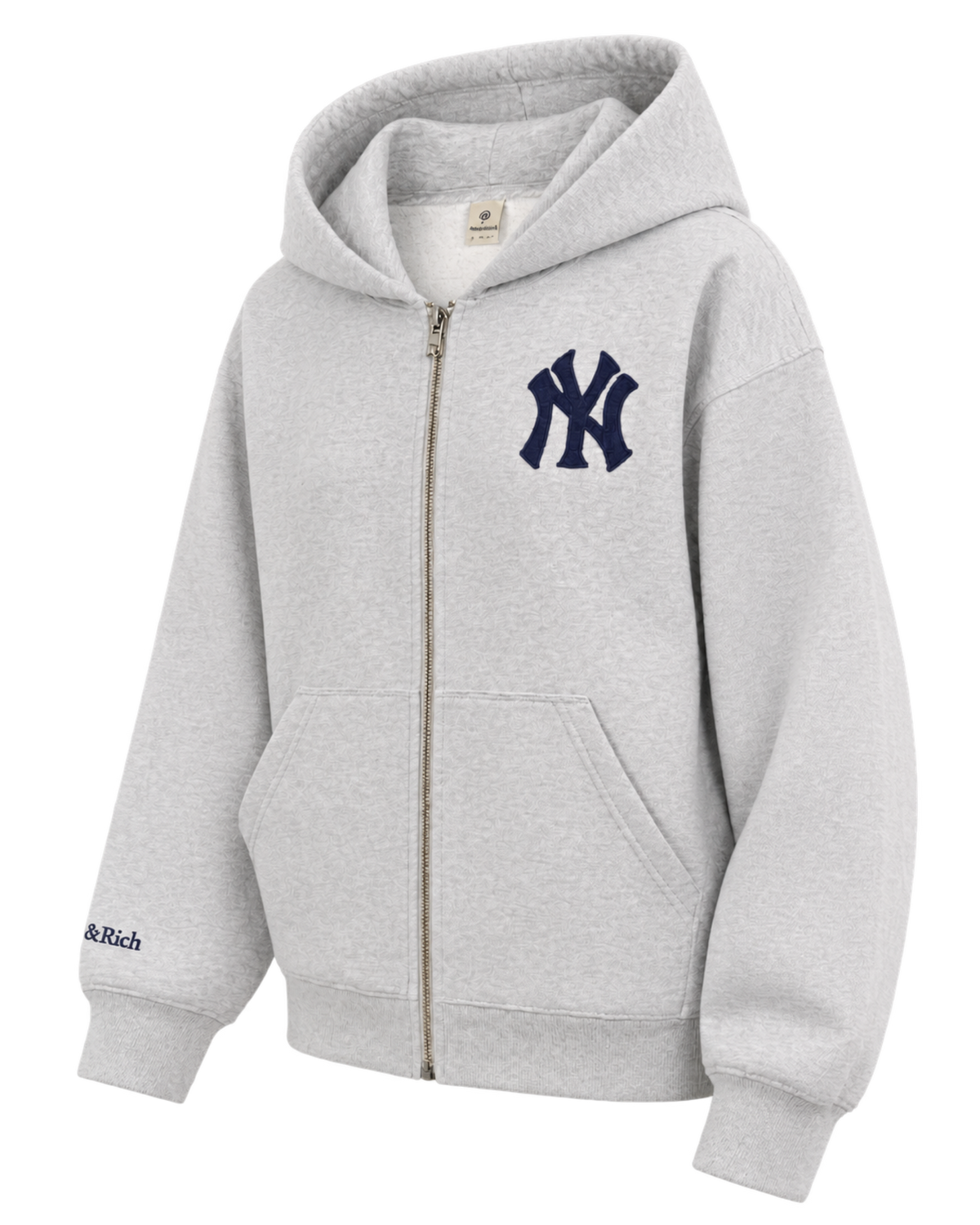 Heritage Yankees Serif Zip Hoodie - Heather Gray/Navy