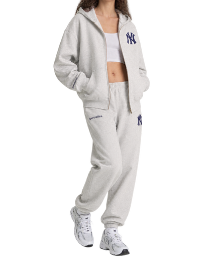 Heritage Yankees Serif Zip Hoodie - Heather Gray/Navy