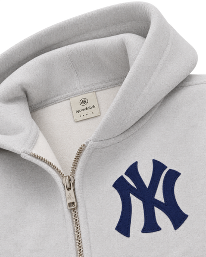Heritage Yankees Serif Zip Hoodie - Heather Gray/Navy