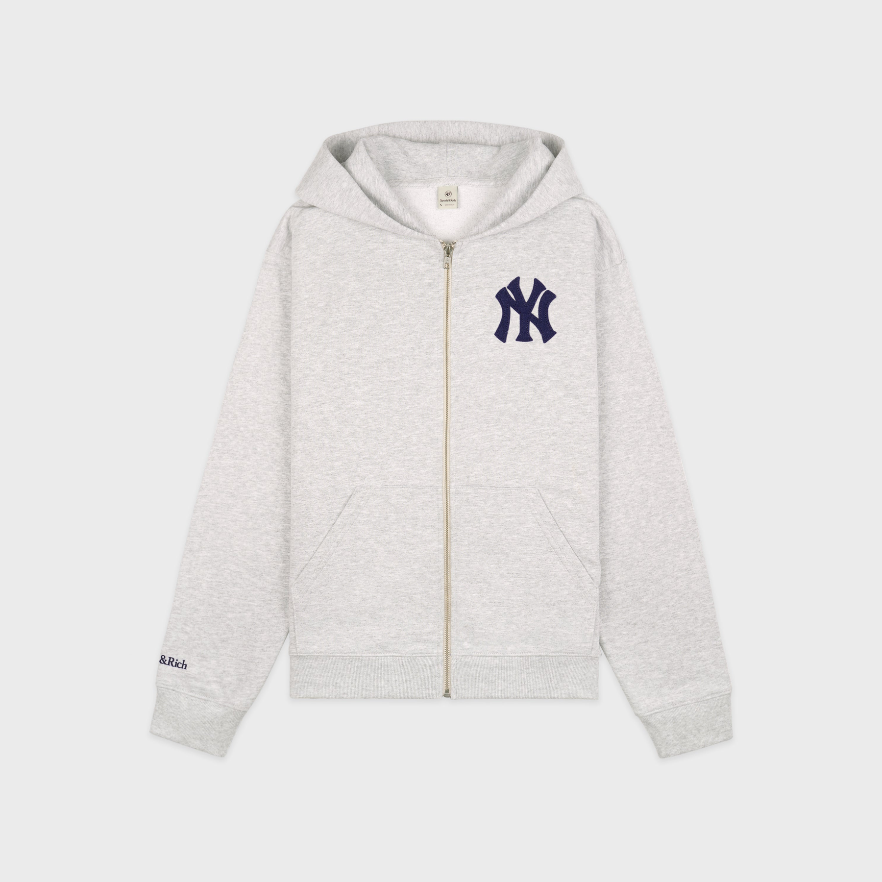 Heritage Yankees Serif Zip Hoodie - Heather Gray/Navy