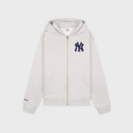 Heritage Yankees Serif Zip Hoodie - Heather Gray/Navy