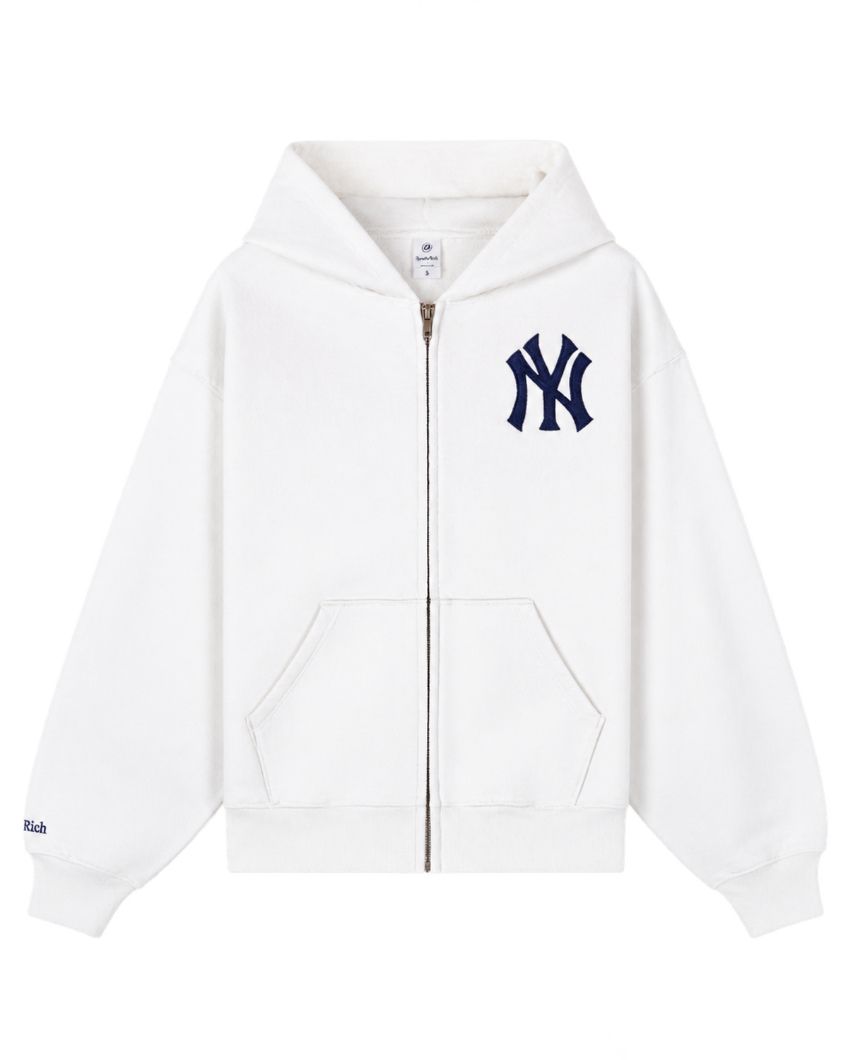 Heritage Yankees Serif Zip Hoodie - White/Navy