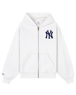 Heritage Yankees Serif Zip Hoodie - White/Navy