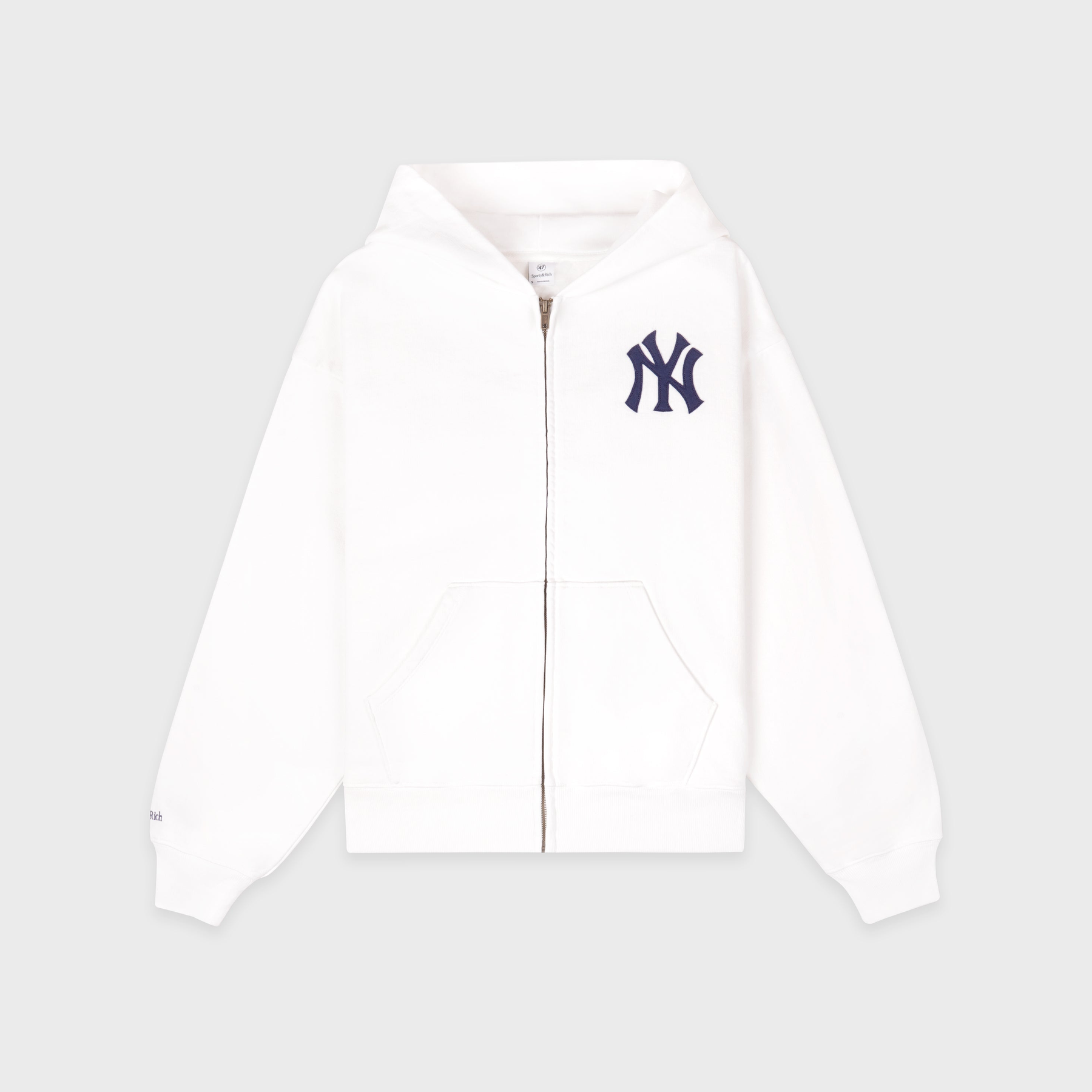 Heritage Yankees Serif Zip Hoodie - White/Navy