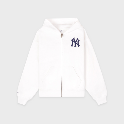 Heritage Yankees Serif Zip Hoodie - White/Navy