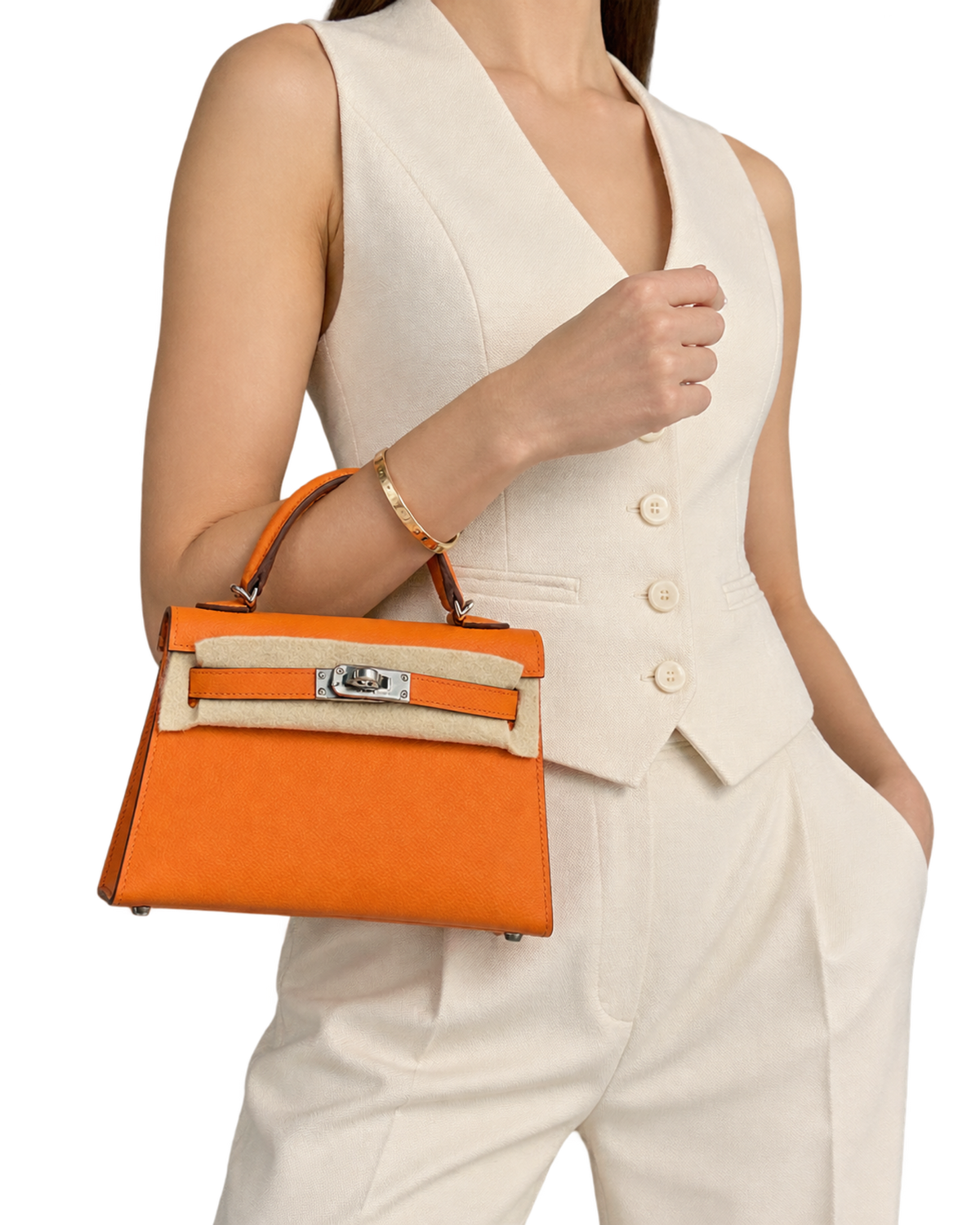 Hermes Kelly Mini Orange Epsom PHW