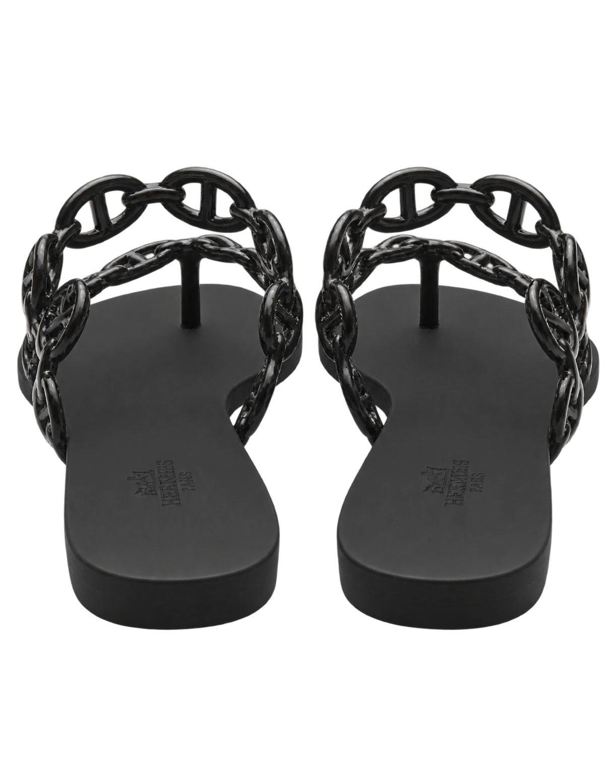 Hermes Rubber Womens Island Sandals 39 Black
