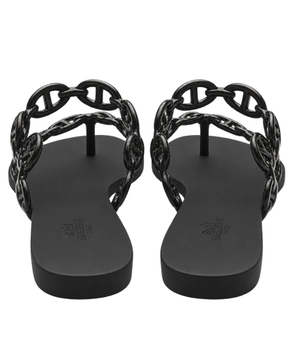 Hermes Rubber Womens Island Sandals 39 Black