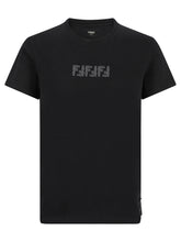 Fendi FF Labyrinth Embroidered T-shirt in Black