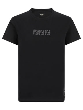 Fendi FF Labyrinth Embroidered T-shirt in Black
