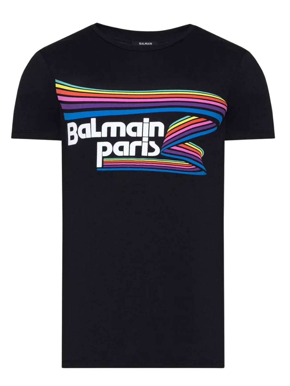 Balmain Paris Rainbow Logo Black T-Shirt
