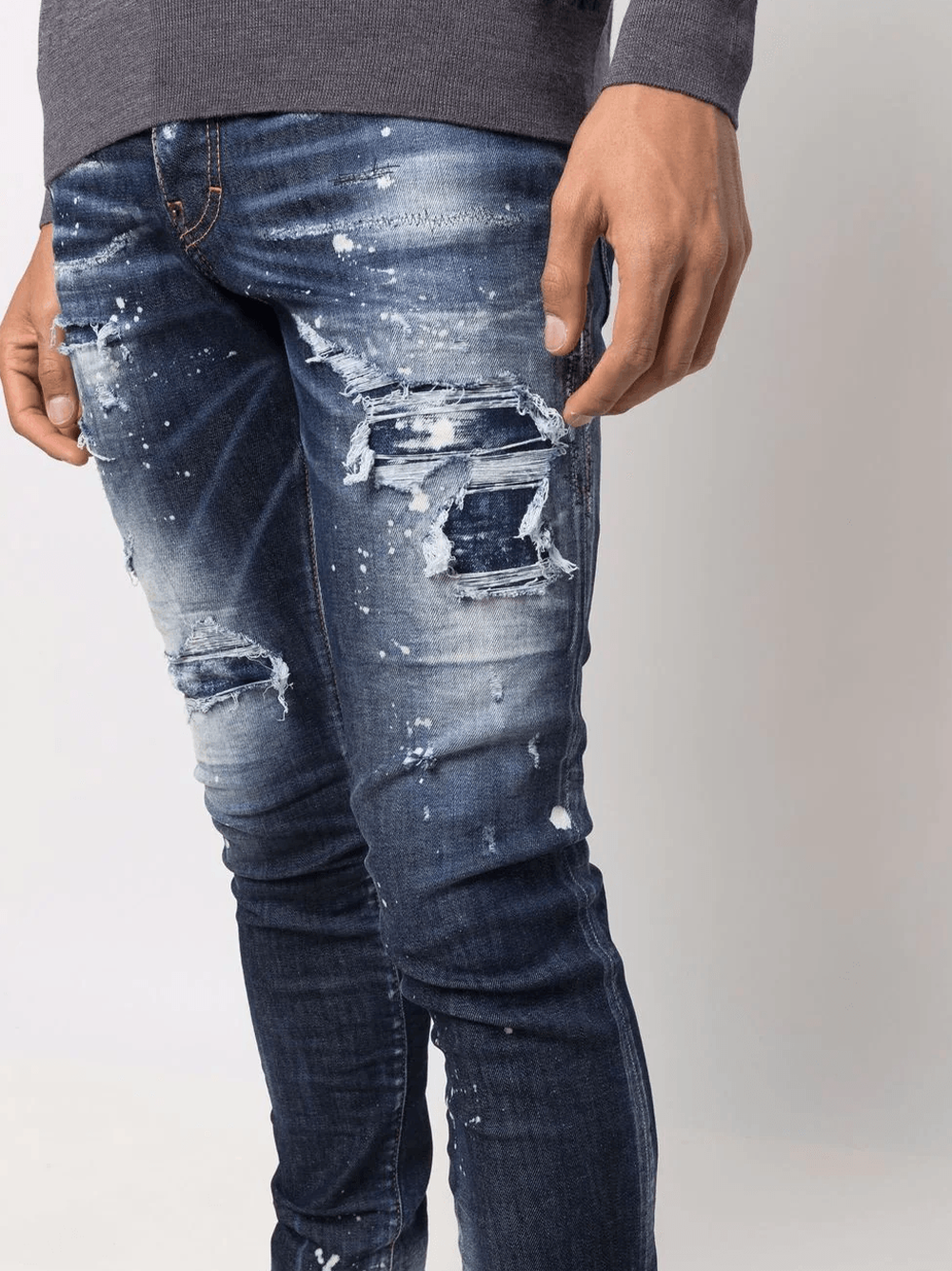 Dsquared2 Super Twinky Distressed Ripped Jeans in Blue