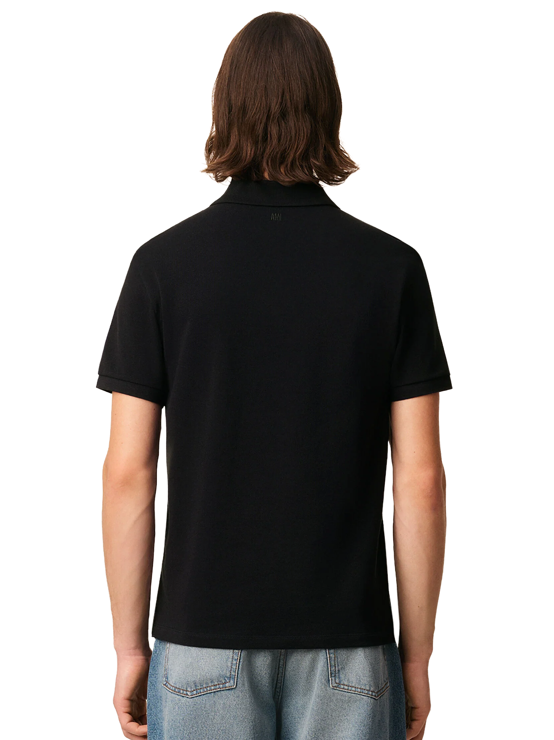 AMI Paris 'Ami de Coeur' Polo Shirt in Black