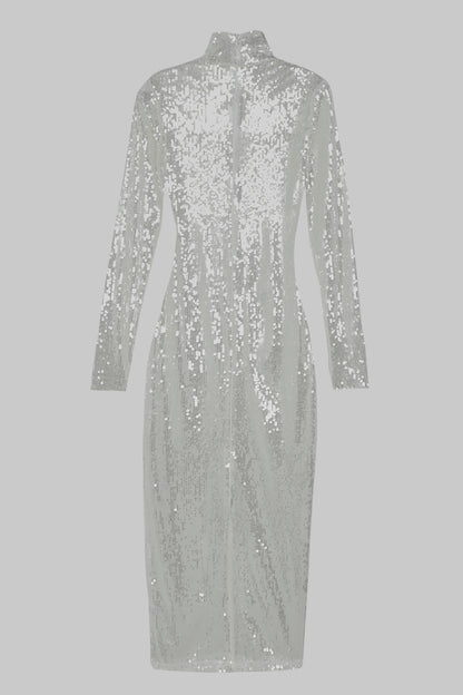 HIGH NECK SEQUIN DRESS
