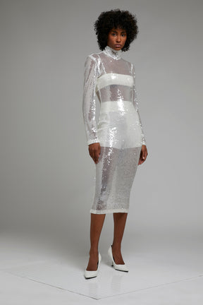 HIGH NECK SEQUIN DRESS