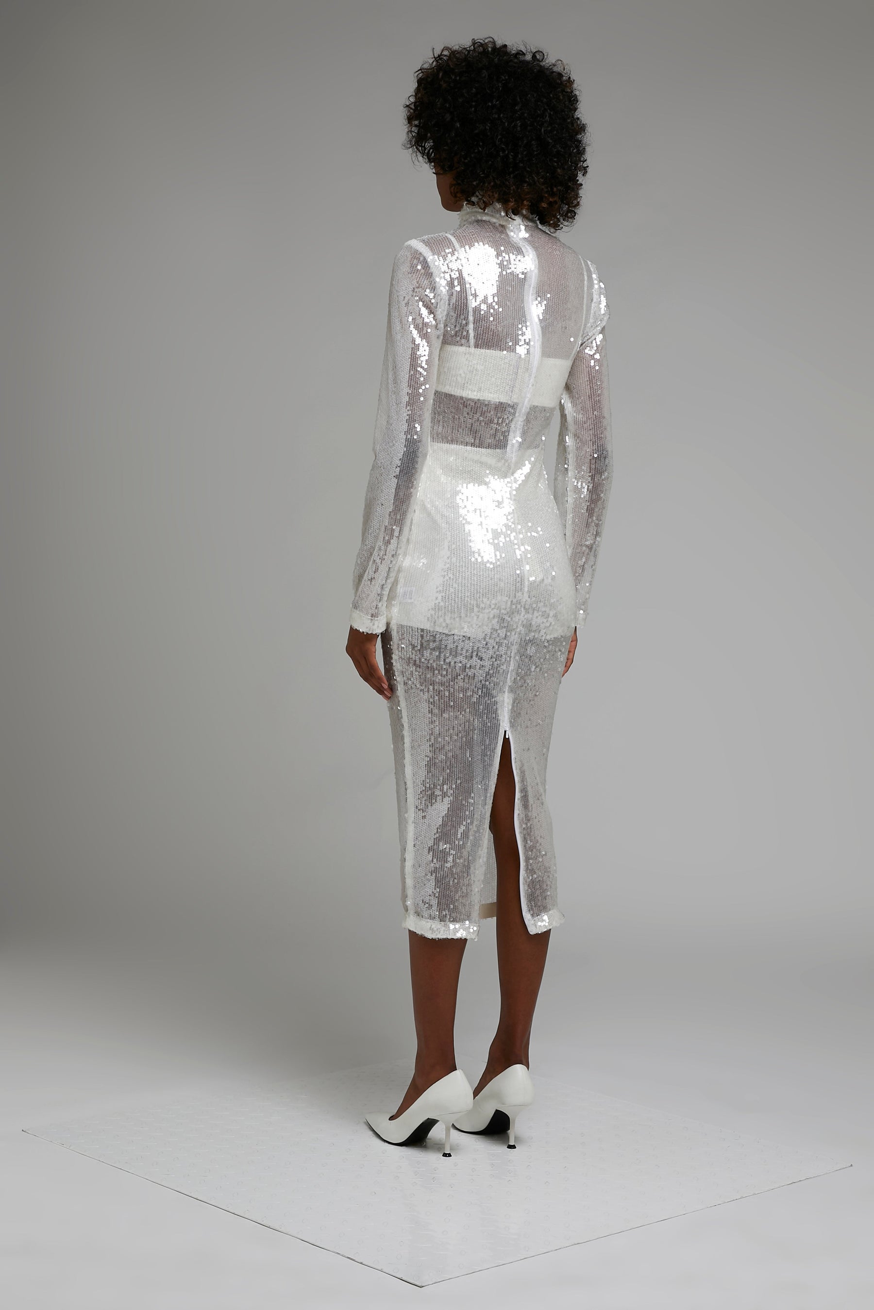 HIGH NECK SEQUIN DRESS