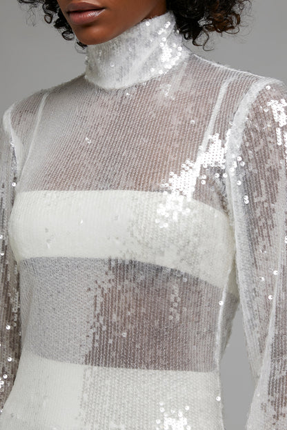 HIGH NECK SEQUIN DRESS