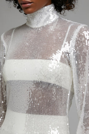HIGH NECK SEQUIN DRESS