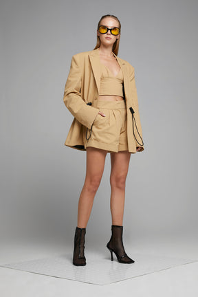 OVERSIZED TWILL BLAZER W/ DRAWSTRING