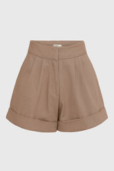 HIGH WAISTED TWILL SHORTS