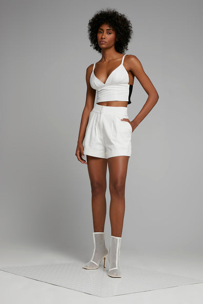 HIGH WAISTED TWILL SHORTS