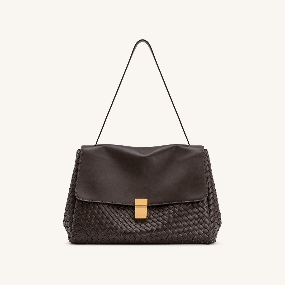 Hilary Woven Shoulder Bag - Dark Brown