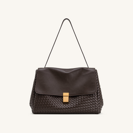 Hilary Woven Shoulder Bag - Dark Brown