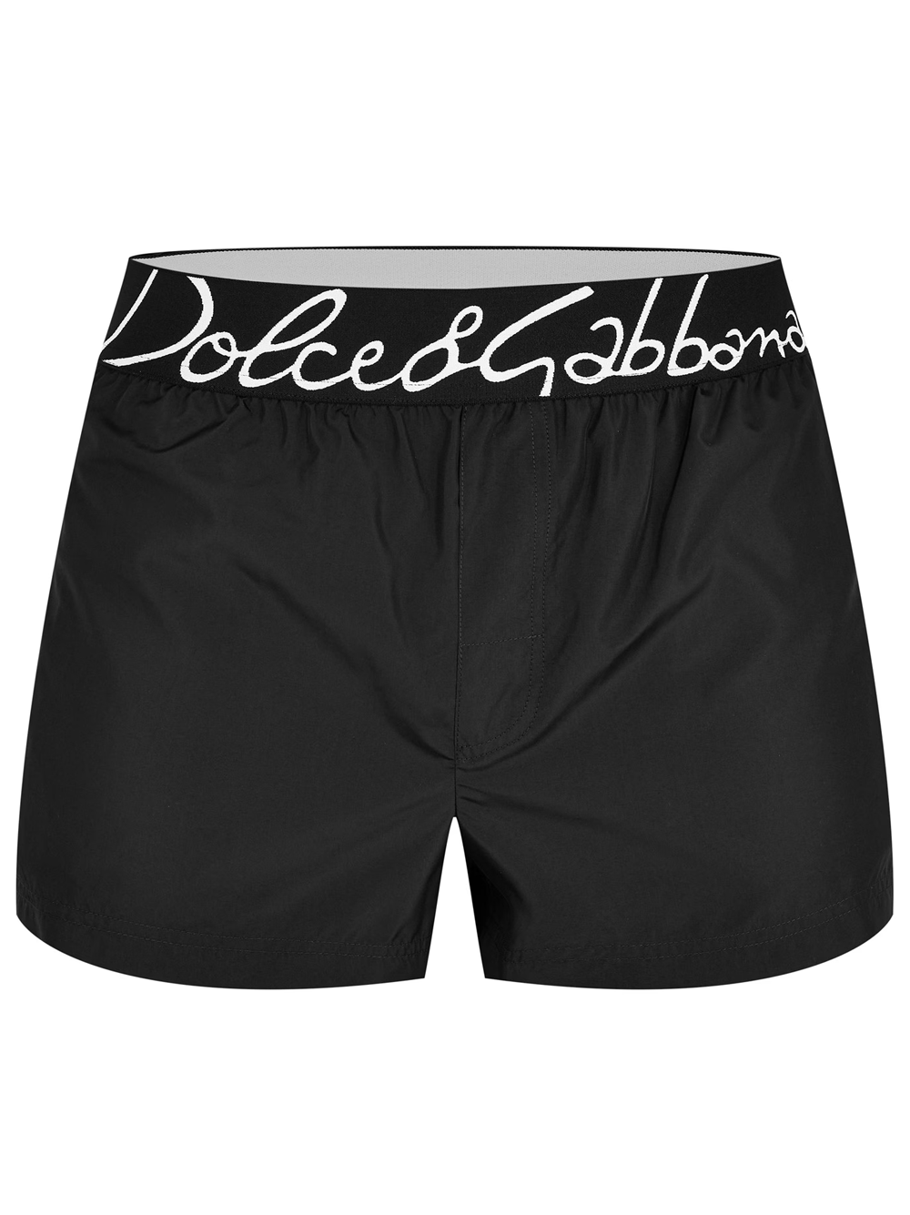 Dolce & Gabbana Script Logo Swim Shorts in Black