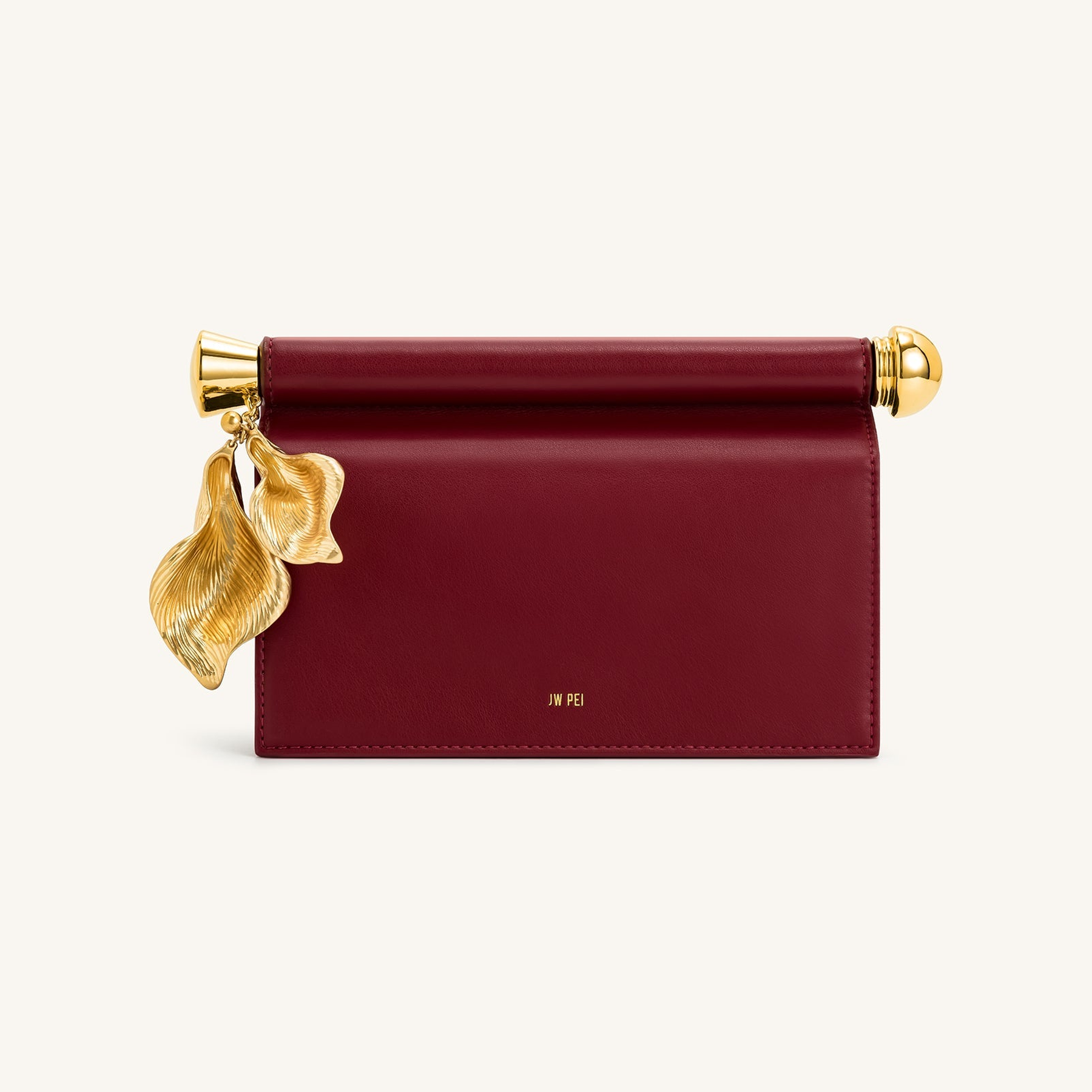 Holly Metal Pendant Embellished Clutch - Claret