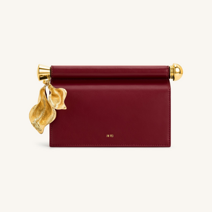 Holly Metal Pendant Embellished Clutch - Claret