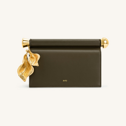Holly Metal Pendant Embellished Clutch - Dark Olive