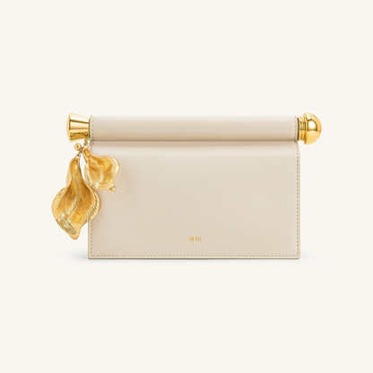 Holly Metal Pendant Embellished Clutch - White