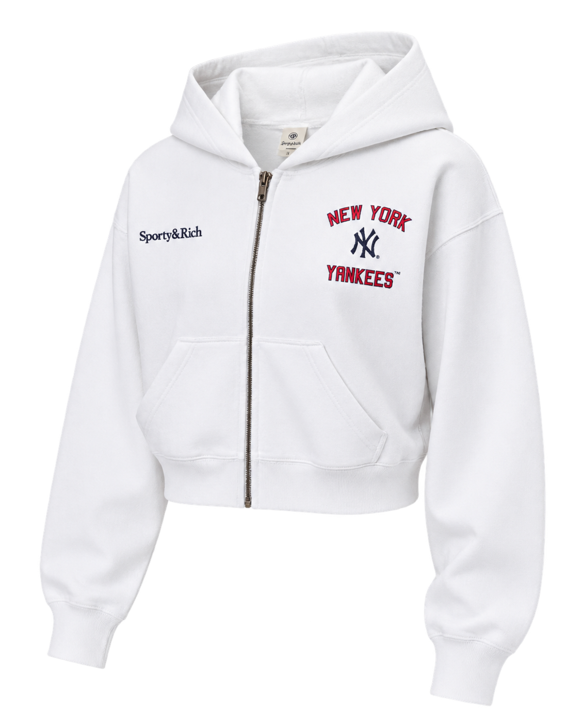 Homerun Cropped Zip Hoodie - White