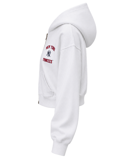 Homerun Cropped Zip Hoodie - White