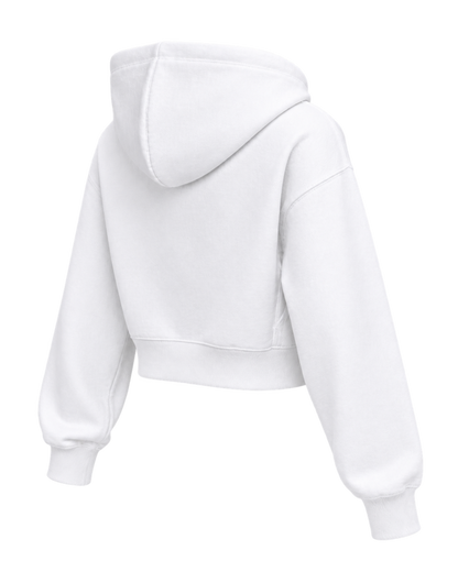 Homerun Cropped Zip Hoodie - White