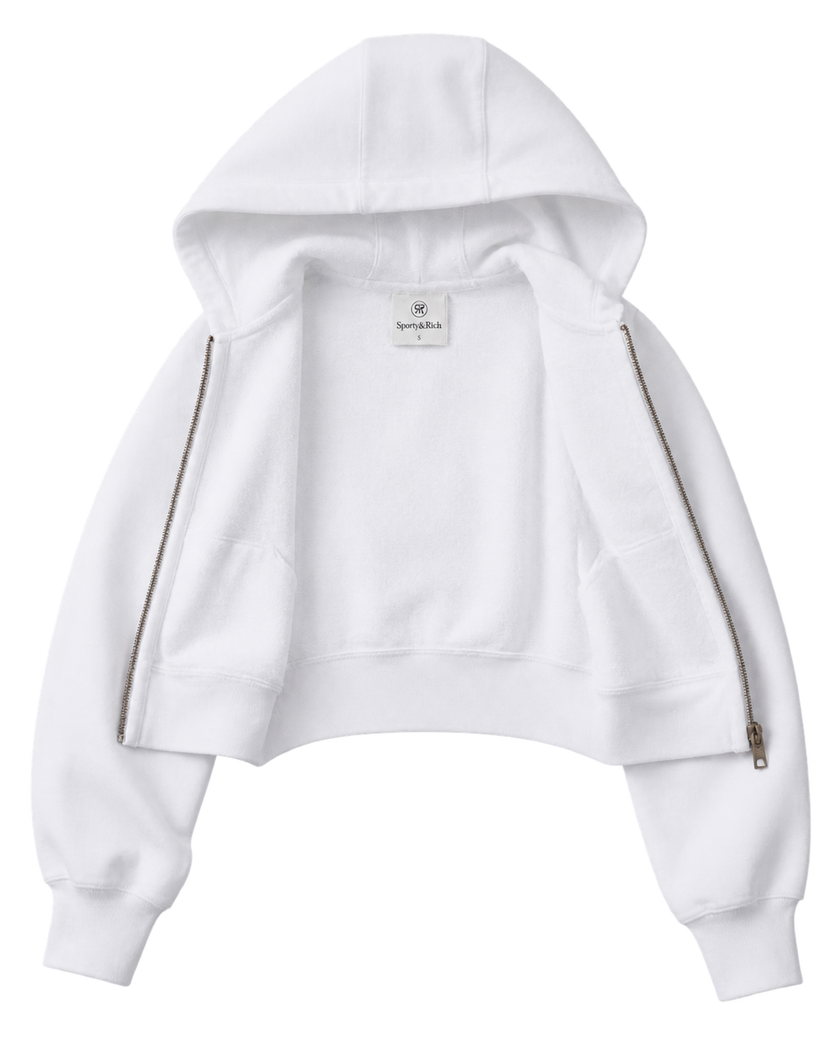 Homerun Cropped Zip Hoodie - White