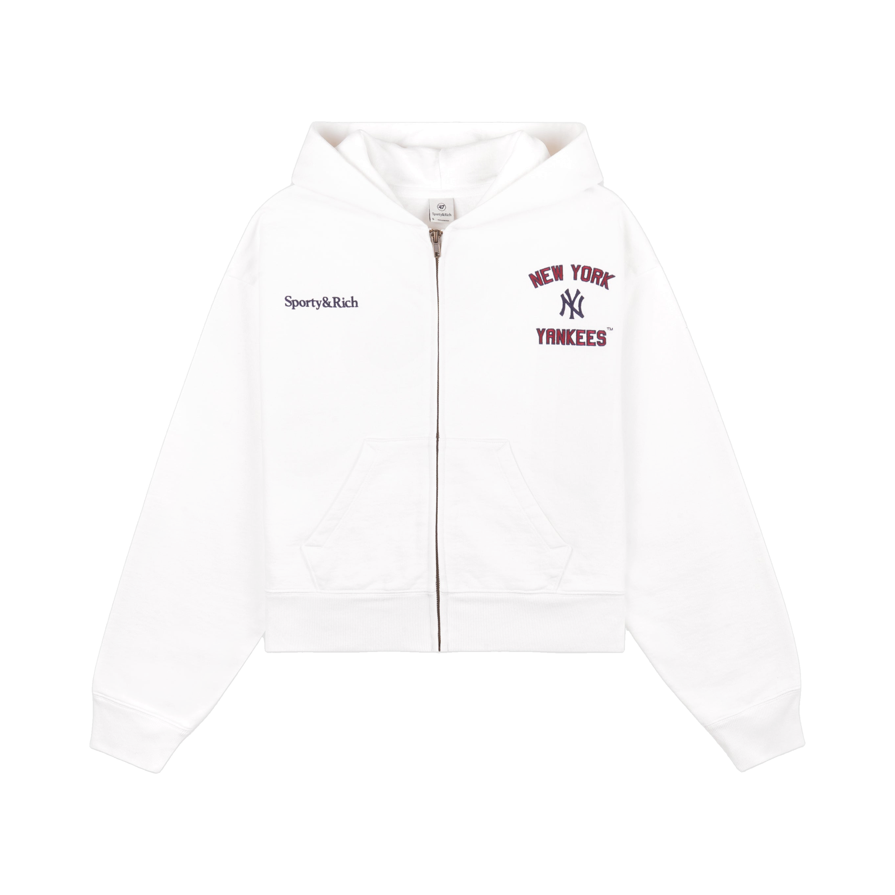 Homerun Cropped Zip Hoodie - White