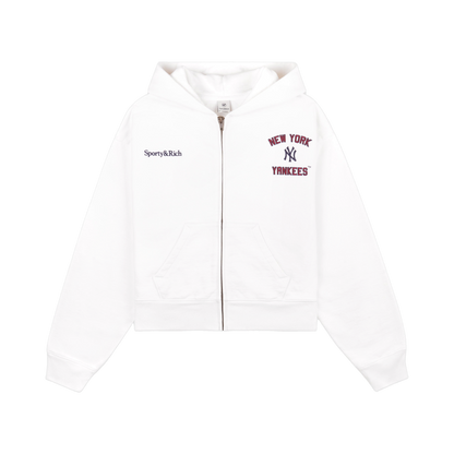 Homerun Cropped Zip Hoodie - White