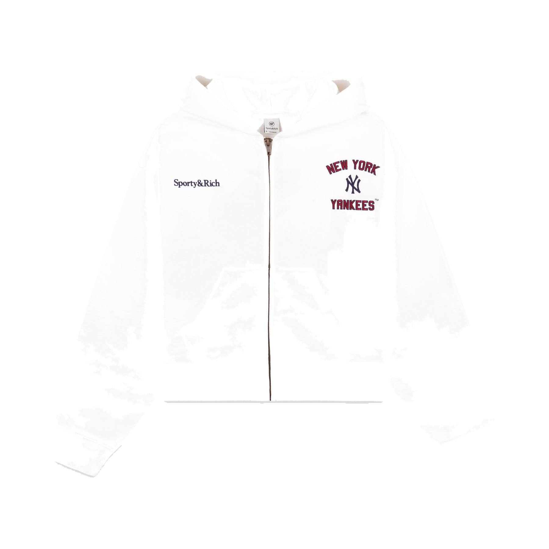 Homerun Cropped Zip Hoodie - White