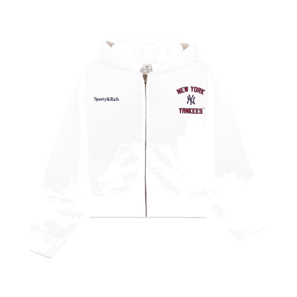 Homerun Cropped Zip Hoodie - White