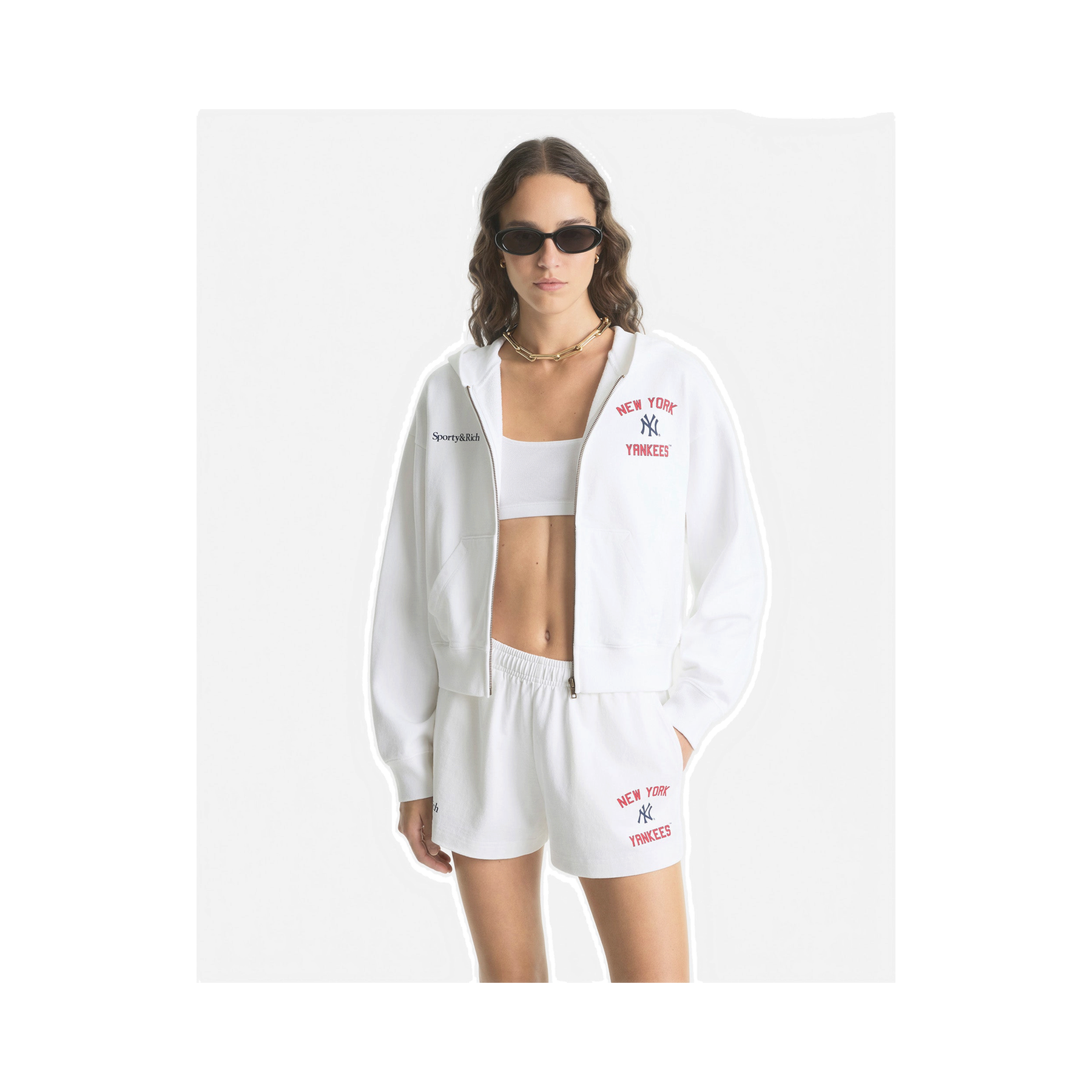 Homerun Cropped Zip Hoodie - White